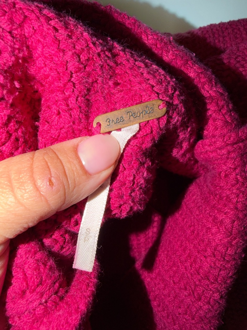 Free People Oversized Deep Pink Ribbed Turtleneck Sweater - Picture 2 of 3